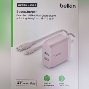 Belkin brand new with tags dual charger outlet with cable